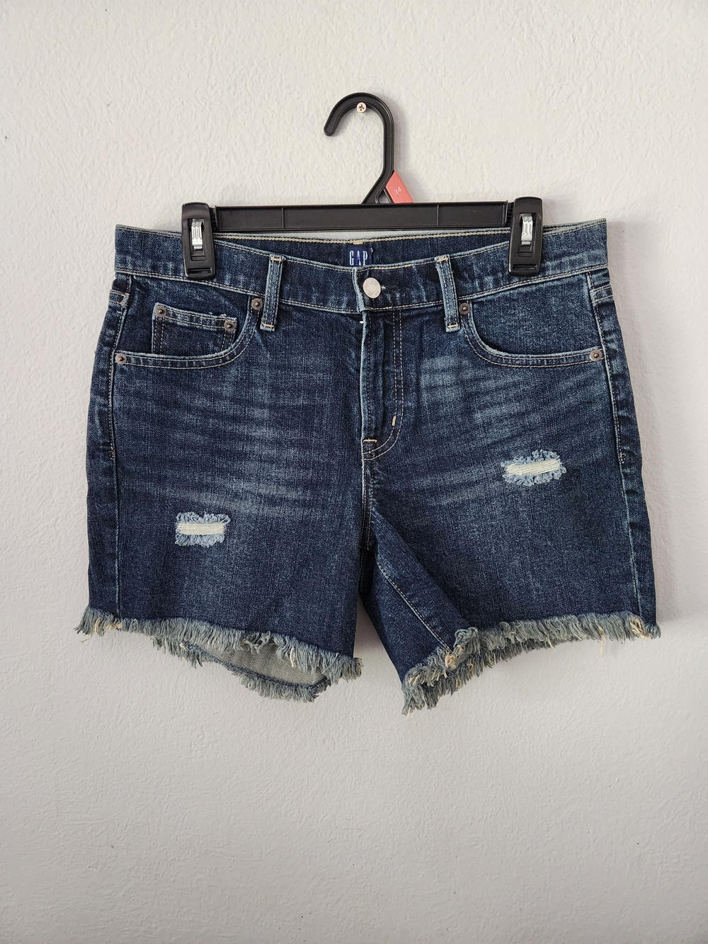 GAP Women's Dark Blue Distressed Denim Shorts